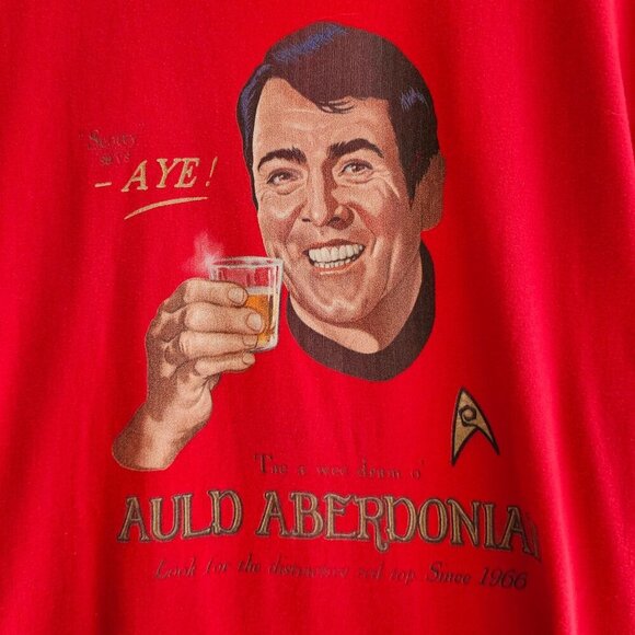 Vintage Red T-Shirt Featuring Scotty Says - Aye! Graphic From Auld Aberdonian 10 - Picture 4 of 9